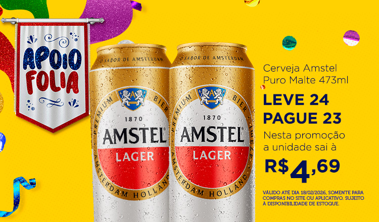 Cerveja Amstel Puro Malte 473ml 13/2 a 18/2